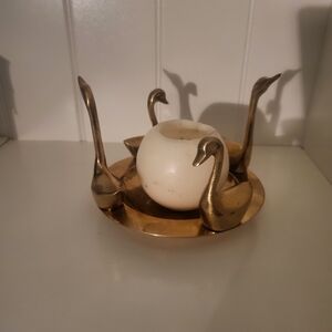 Brass Swan Candle Holder - Candle Not Included -